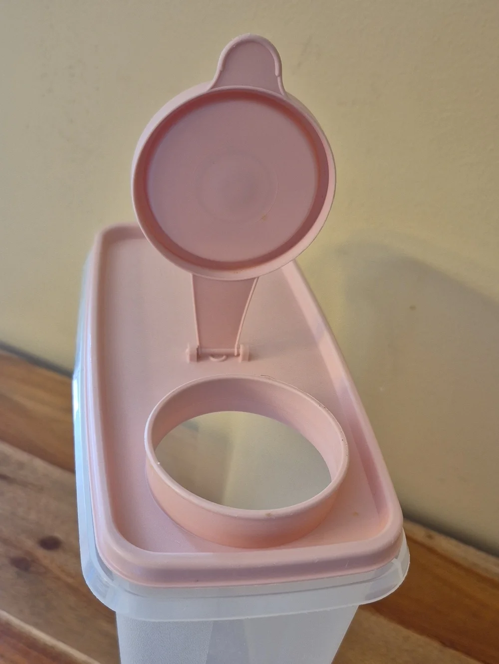 Lot of 3 Vintage Tupperware 469-21 Cereal Keeper - 2 Pink Lid & 1 Almond Lid